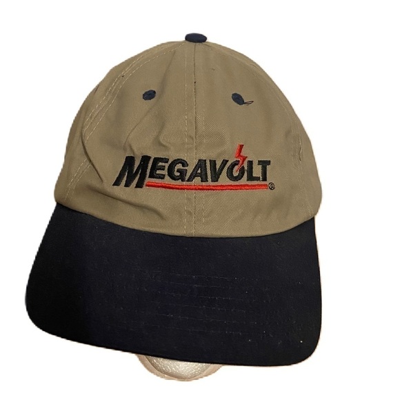 Vintage Megavolt Strapback Tan Hat Electrocycles Disney Darkwing Duck Tan Blue - Picture 1 of 10